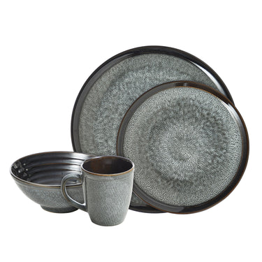 16 Piece Black Knox Stoneware Dinner Set